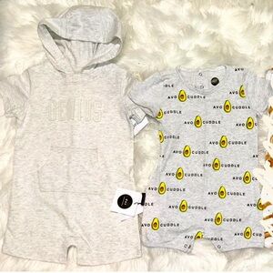 🥑White/Cream/Gray “GENIUS” and Avocado “Avocuddle” rompers 🥑